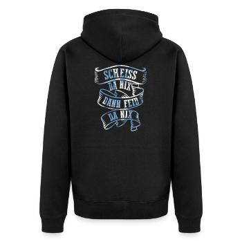 Bavarian dialect Bavarian Boarisch Scheiss Da Nix - Unisex Premium Organic Zip Hoodie - black - Back - Nico (187cm)