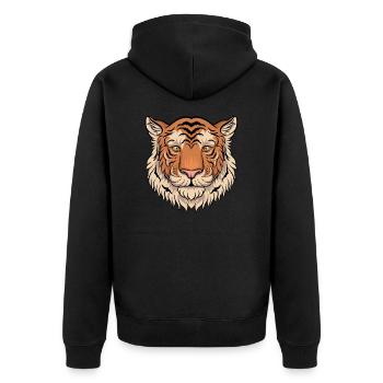 Tiger - Unisex Premium Bio Zip Hoodie - Schwarz - Hinten - Nico (187cm)
