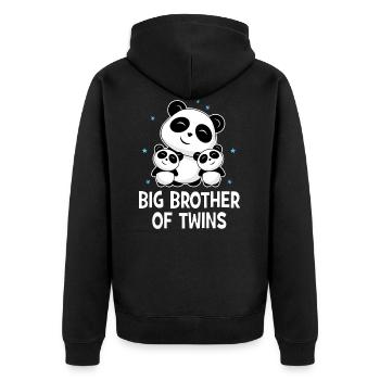 Big Brother Of Twins - Siblings Twins Panda - Unisex Premium Organic Zip Hoodie - black - Back - Nico (187cm)
