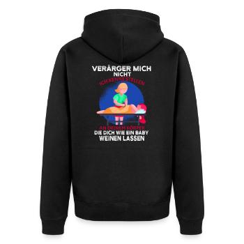 Physiotherapeutin Lustiges Geschenk - Unisex Premium Bio Zip Hoodie - Schwarz - Hinten - Nico (187cm)