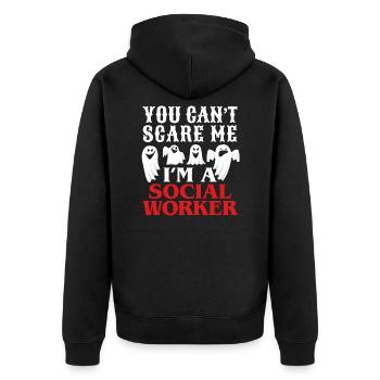 Social Worker Profession Job Title - Unisex Premium Organic Zip Hoodie - black - Back - Nico (187cm)