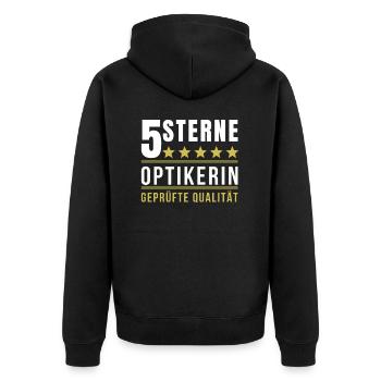 Optikerin 5 Sterne Lustiges Geschenk - Unisex Premium Bio Zip Hoodie - Schwarz - Hinten - Nico (187cm)