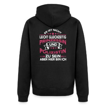 Polizistin Lustiges Geschenk Prinzessin - Unisex Premium Bio Zip Hoodie - Schwarz - Hinten - Nico (187cm)