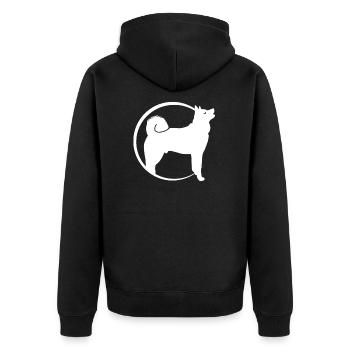 Akita Inu - Unisex Premium Organic Zip Hoodie - black - Back - Nico (187cm)