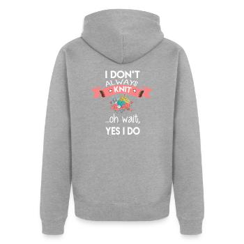 Stricken Geschenkidee Stricknadel Strickerin Garn - Unisex Premium Bio Zip Hoodie - Grau meliert - Hinten - Nico (187cm)