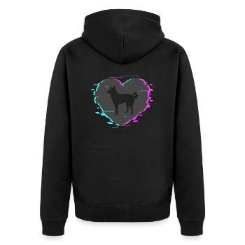 Kanaan-Hund im Herz mit Retro Look - Unisex Premium Bio Zip Hoodie - Schwarz - Hinten - Nico (187cm)