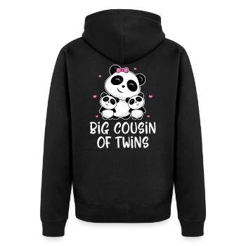 Big Cousin Of Twins - Cute Panda Pandas - Unisex Premium Organic Zip Hoodie - black - Back - Nico (187cm)