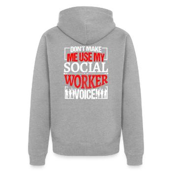 Social Worker Profession Job Title - Unisex Premium Organic Zip Hoodie - heather grey - Back - Nico (187cm)