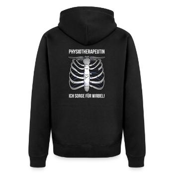 Physiotherapeutin Wirbel Lustiges Geschenk - Unisex Premium Bio Zip Hoodie - Schwarz - Hinten - Nico (187cm)