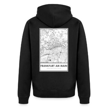 Frankfurt am Main map city map map - Unisex Premium Organic Zip Hoodie - black - Back - Nico (187cm)