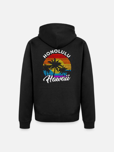 Honolulu Hawaii - Unisex Premium Organic Zip Hoodie - black