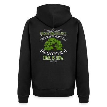Le meilleur moment pour planter un arbre - Veste à capuche bio Premium Unisexe - noir - Dos - Nico (187cm)