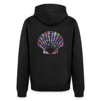 Muschel - Unisex Premium Bio Zip Hoodie - Schwarz - Hinten - Nico (187cm)