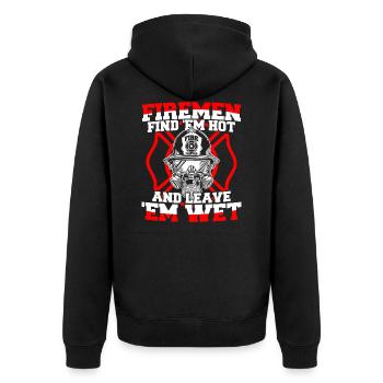 Firefighter Firemen Find 'Em Hot Leave 'Em Wet - Unisex Premium Organic Zip Hoodie - black - Back - Nico (187cm)