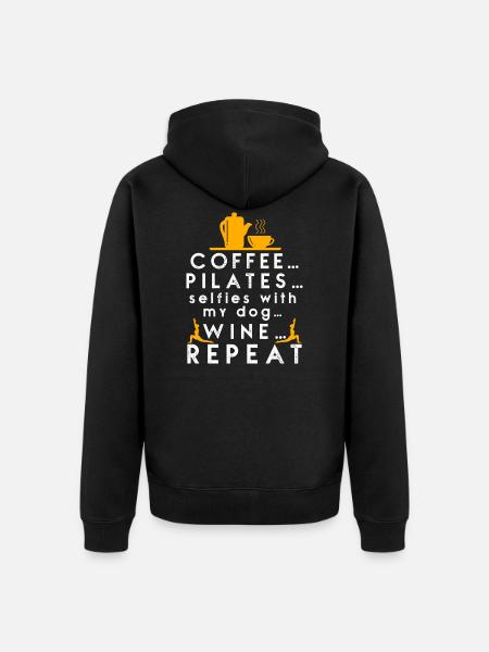 Coffee Pilates Wine Repeat - Unisex Premium Organic Zip Hoodie - black