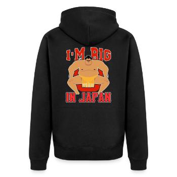 I'm Big In Japan Sumo Wrestling Wrestler Funny - Unisex Premium Bio Zip Hoodie - Schwarz - Hinten - Nico (187cm)