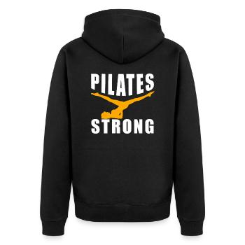 Pilates Strong Exercise Workout Gift - Unisex Premium Organic Zip Hoodie - black - Back - Nico (187cm)