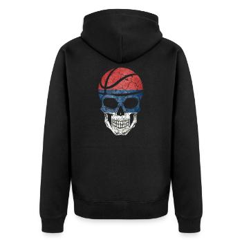 Basket-ball Serbie crâne et os croisés - Veste à capuche bio Premium Unisexe - noir - Dos - Nico (187cm)