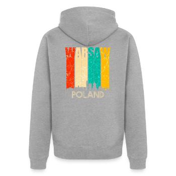 Warschau - Unisex Premium Bio Zip Hoodie - Grau meliert - Hinten - Nico (187cm)