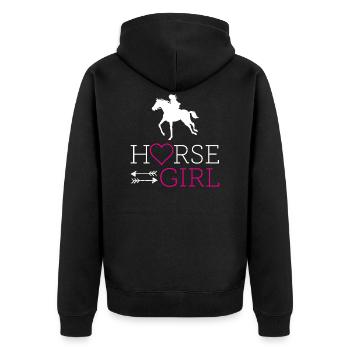 Pferde Mädchen Ich liebe mein Pferd - Unisex Premium Bio Zip Hoodie - Schwarz - Hinten - Nico (187cm)