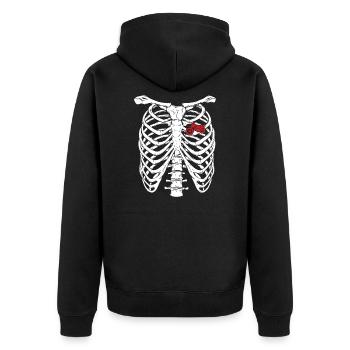 Motorcycle driving heart skeleton x-ray incurable - Unisex Premium Organic Zip Hoodie - black - Back - Nico (187cm)