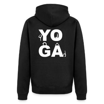 yoga - Unisex Premium Organic Zip Hoodie - black - Back - Nico (187cm)