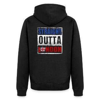 Straight Outta London - Veste à capuche bio Premium Unisexe - noir - Dos - Nico (187cm)