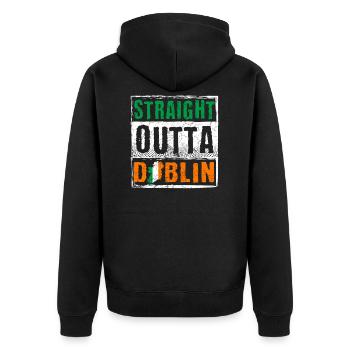 Straight Outta Dublin - Veste à capuche bio Premium Unisexe - noir - Dos - Nico (187cm)
