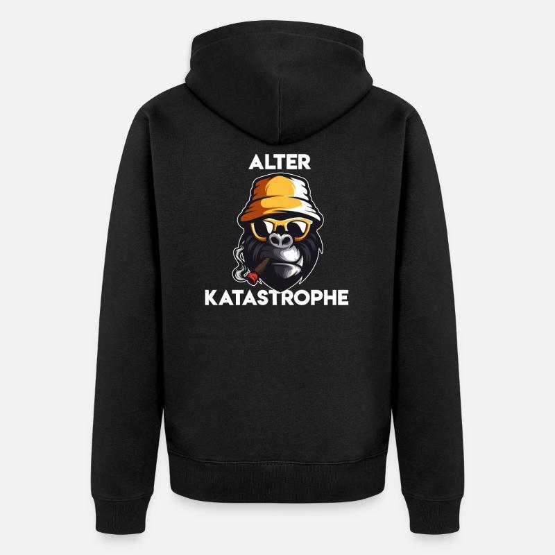 Alter Katastrophe Lustiger Katastrophe Spruch - Unisex Premium Bio Zip Hoodie - Schwarz