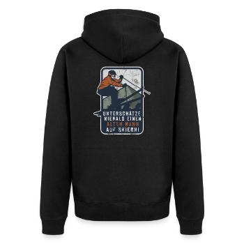 Skifahrer Skifahren Skipiste Skier Ski Berge Alpen - Unisex Premium Bio Zip Hoodie - Schwarz - Hinten - Nico (187cm)