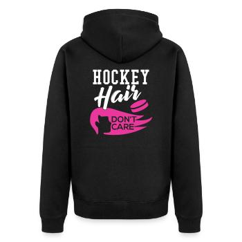 Hockey Hair Don’t Care - Veste à capuche bio Premium Unisexe - noir - Dos - Nico (187cm)