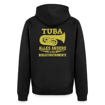 Tuba das einzig wichtige Instrument - Unisex Premium Bio Zip Hoodie - Schwarz - Hinten - Nico (187cm)