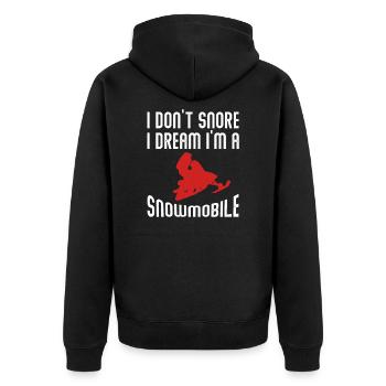 I Don't Snore I Dream I'm A Snowmobile Fan Gift - Unisex Premium Bio Zip Hoodie - Schwarz - Hinten - Nico (187cm)