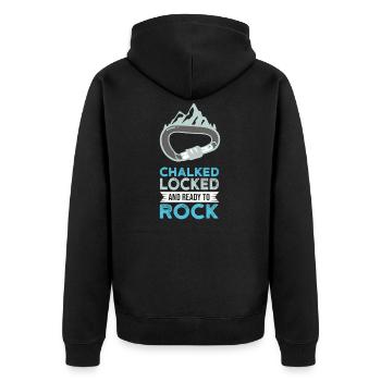 Klettern Kletterer Felsklettern Geschenkidee - Unisex Premium Bio Zip Hoodie - Schwarz - Hinten - Nico (187cm)
