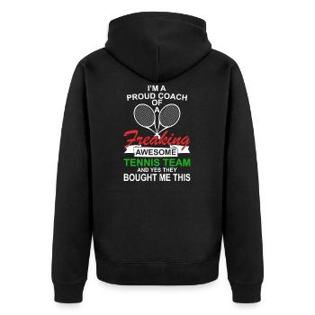 Tennistrainer Tennis Coach Lustiges Geschenk - Unisex Premium Bio Zip Hoodie - Schwarz - Hinten - Nico (187cm)