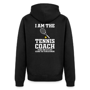 Tennistrainer Tennis Coach Lustiges Geschenk - Unisex Premium Bio Zip Hoodie - Schwarz - Hinten - Nico (187cm)