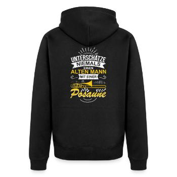 Posaunist Alter Mann Lustiges Geschenk - Unisex Premium Bio Zip Hoodie - Schwarz - Hinten - Nico (187cm)