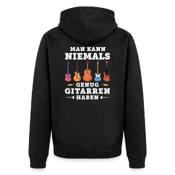 Gitarren Gitarrist Spruch Gitarre Lustig Nie Genug - Unisex Premium Bio Zip Hoodie - Schwarz - Hinten - Nico (187cm)