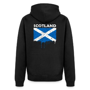 Schottland Flagge - Unisex Premium Bio Zip Hoodie - Schwarz - Hinten - Nico (187cm)