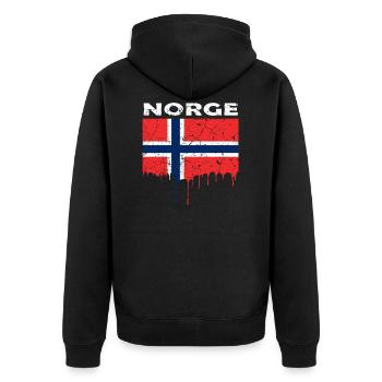 Norwegen Flagge - Unisex Premium Bio Zip Hoodie - Schwarz - Hinten - Nico (187cm)