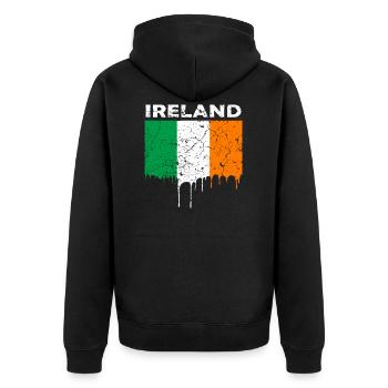 Irland Flagge - Unisex Premium Bio Zip Hoodie - Schwarz - Hinten - Nico (187cm)