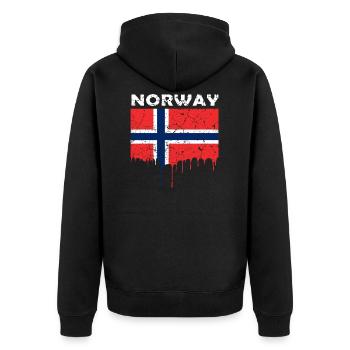 Norway Flag - Unisex Premium Organic Zip Hoodie - black - Back - Nico (187cm)