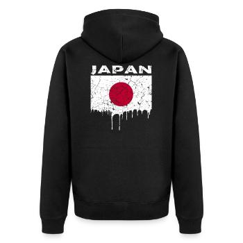Japan Flagge - Unisex Premium Bio Zip Hoodie - Schwarz - Hinten - Nico (187cm)