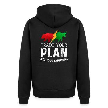 Trade Your Plan Not Your Emotions Trader Investor - Unisex Premium Organic Zip Hoodie - black - Back - Nico (187cm)