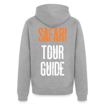 Safari tour guide - Unisex Premium Organic Zip Hoodie - heather grey - Back - Nico (187cm)