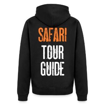 Safari Tour Guide - Unisex Premium Bio Zip Hoodie - Schwarz - Hinten - Nico (187cm)