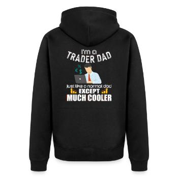 Cool Trader Dad Forex Stocks Trading - Unisex Premium Bio Zip Hoodie - Schwarz - Hinten - Nico (187cm)
