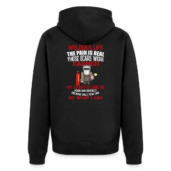 I'm A Welder I Can Weld Anything - Unisex Premium Bio Zip Hoodie - Schwarz - Hinten - Nico (187cm)