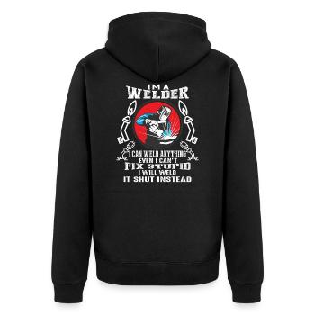 I'm A Welder I Can Weld Anything - Unisex Premium Bio Zip Hoodie - Schwarz - Hinten - Nico (187cm)