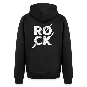 Rock Rocker Schlagzeug Schlagzeuger - Unisex Premium Bio Zip Hoodie - Schwarz - Hinten - Nico (187cm)